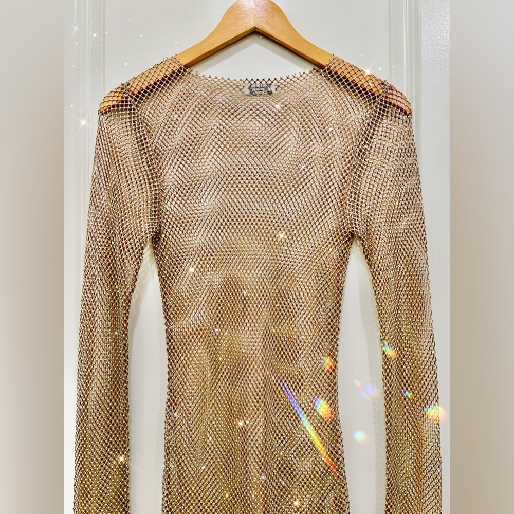 FREE PEOPLE Intimately Filter Finish Sequins Long Sleeve Mesh Top - Picture 5 of 8